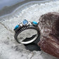 Carolyn Pollack Sterling Silver 2 Sleeping Beauty Turquoise & 1 Opal Ring For Women