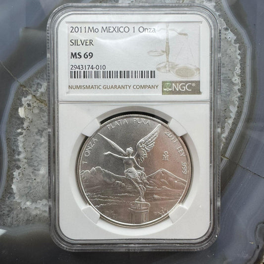 2011 Mexico One Ounce Libertad .999 Fine Silver NGC MS69 #2943174-010
