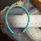 Sterling Silver 4mm Turquoise & Ridged Silver Beads 7.25" Bracelet For Women