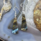 Sterling Silver Elongated Triangle Chrysocolla Slab Dangle Earrings For Women #225