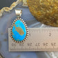 Samson Edsitty Sterling Silver Turquoise Teardrop Decorated Pendant For Women