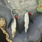 Carolyn Pollack Southwestern Style Sterling Silver MOP Etched Feather Dangle Earrings