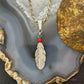Anthony Gatewood Sterling Silver Turquoise & Coral Beads Feather Pendant For Women
