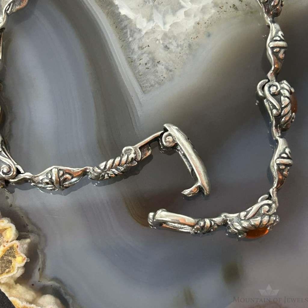 Carolyn Pollack Sterling Silver 7 Oval Carnelian Link Bracelet For Women
