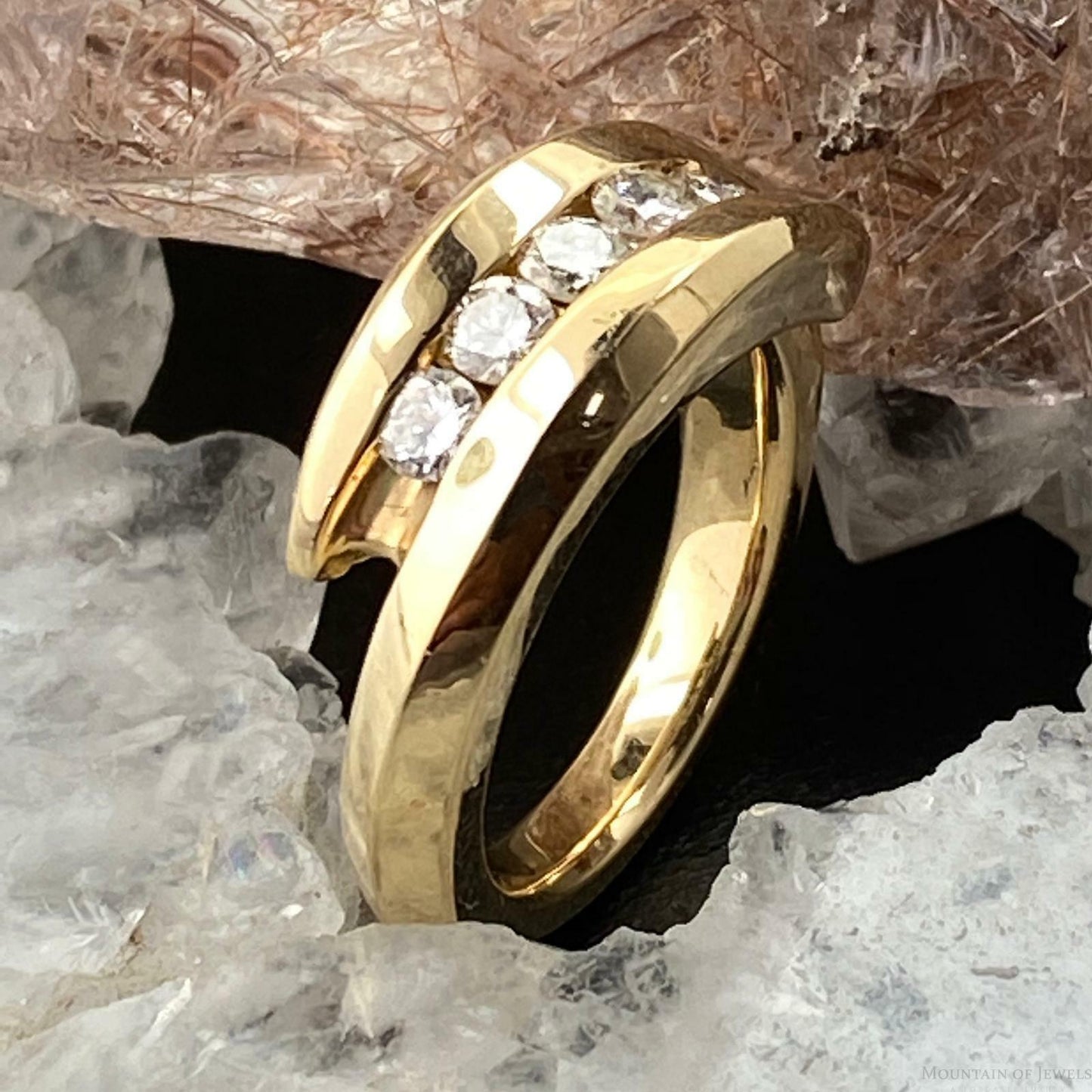 14K Yellow Gold Diamonds Bridal Ring Size 5.5