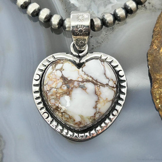 Sterling Silver Southwestern Style Wild Horse Decorated Heart Pendant For Women #1
