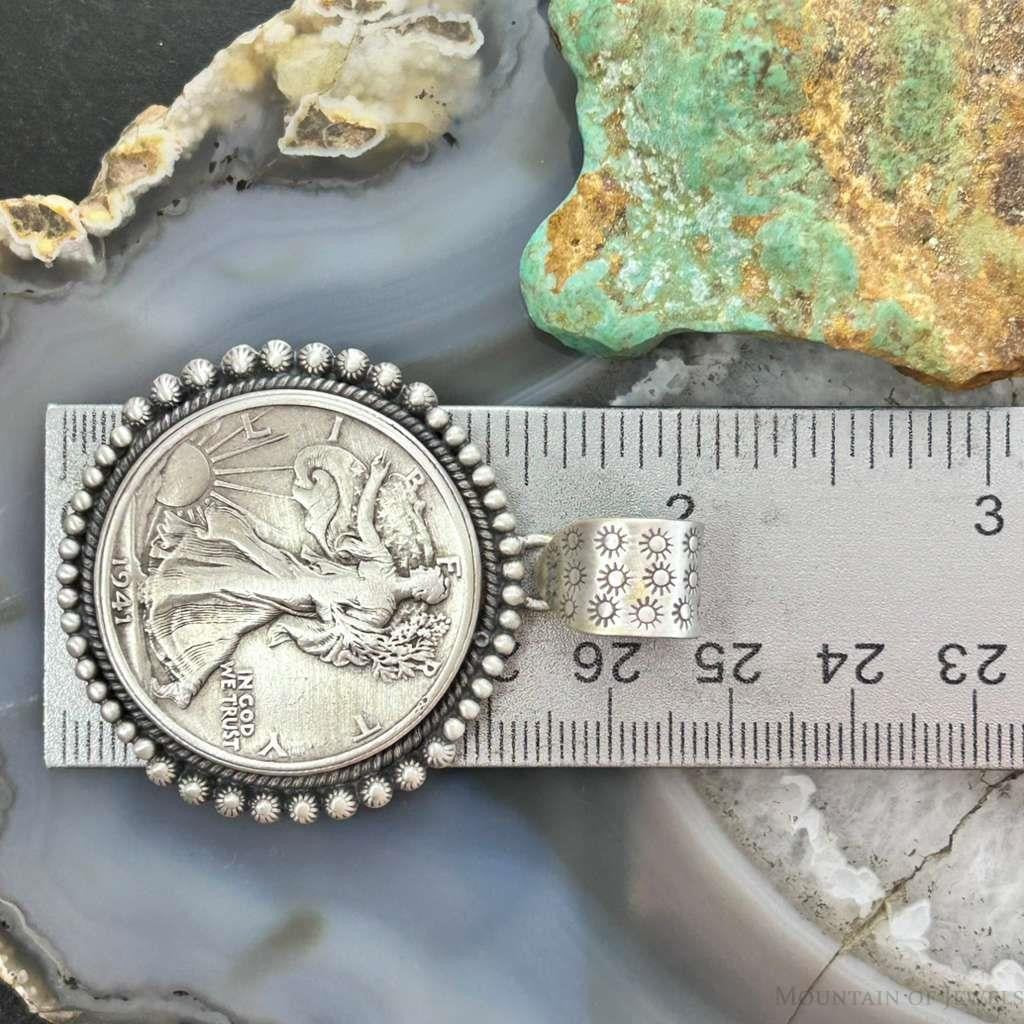 Genuine 90% Silver 1941 US Walking Liberty Half Dollar Decorated Unisex Pendant
