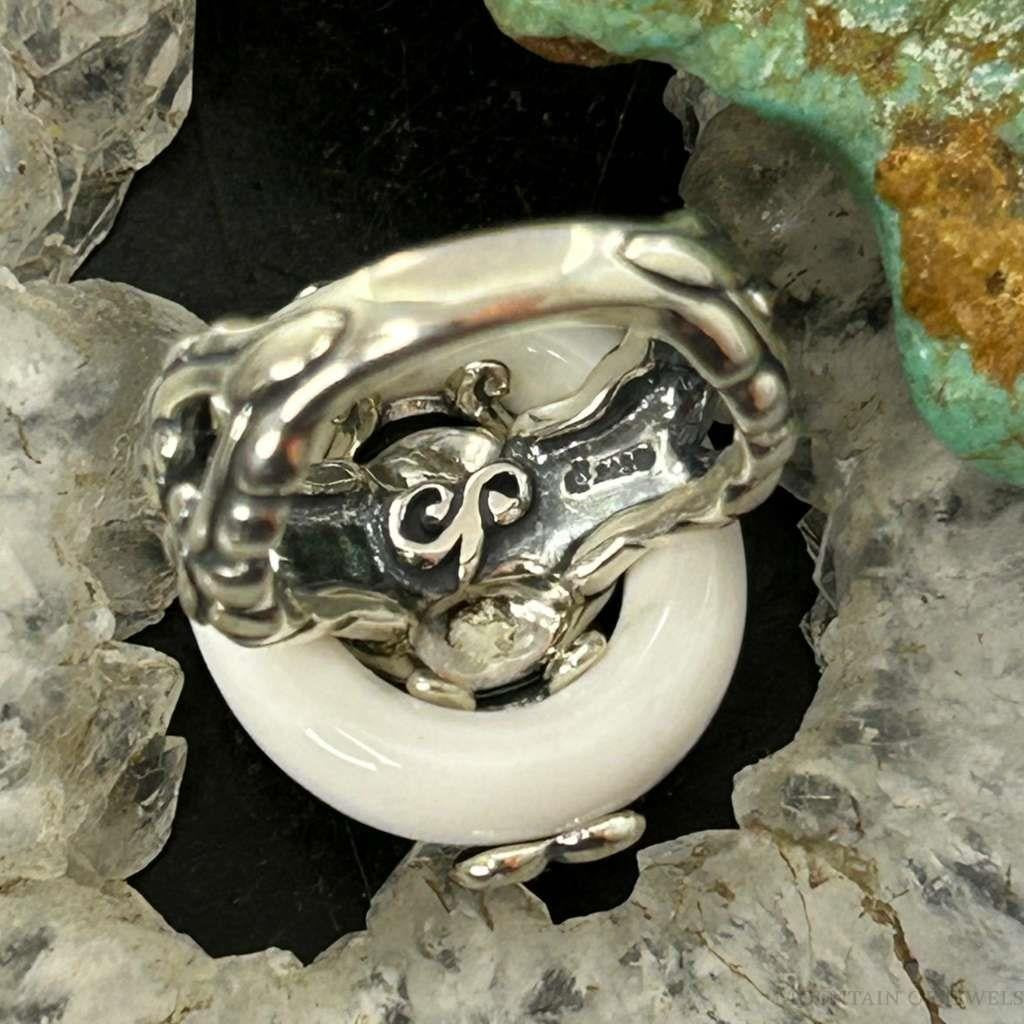 Carolyn Pollack Sterling Silver White Agate & Rhodochrosite Ring Size 5.25 For Women
