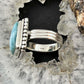 Sterling Silver Southwestern Style Larimar Decorated Bar Ring Size 6.5 For Women