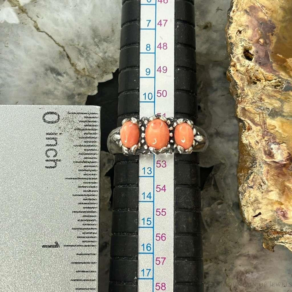 Carolyn Pollack Sterling Silver 3 Oval Angel Skin Coral Ring Size 6 For Women