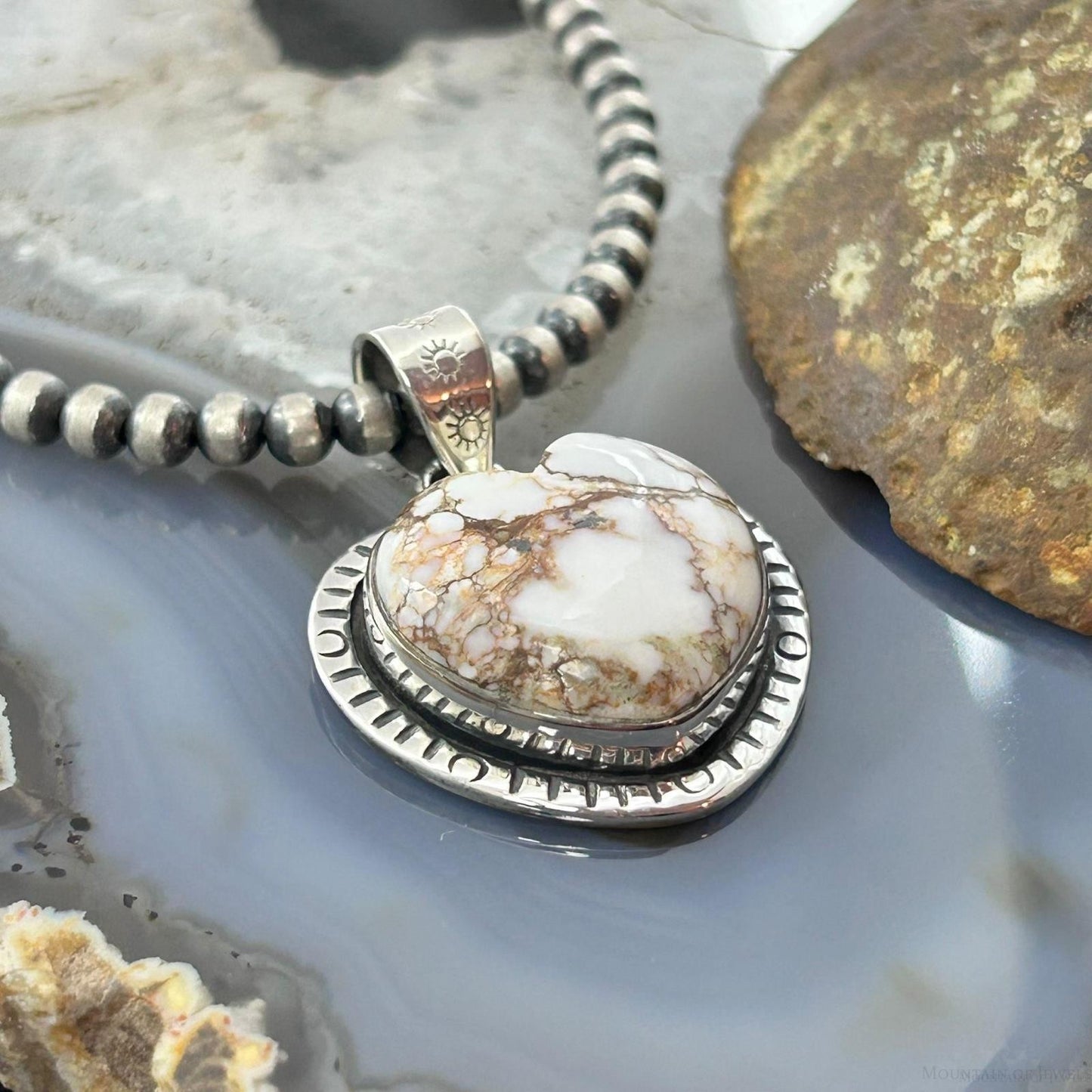 Sterling Silver Southwestern Style Wild Horse Decorated Heart Pendant For Women #1