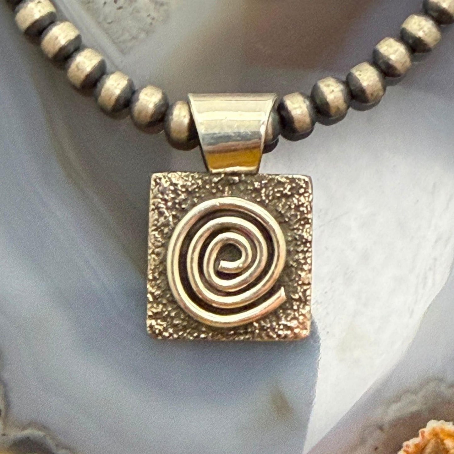 Alex Sanchez Native American Sterling Silver Petroglyph Dainty Pendant For Women