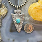 Gary Custer Native American Navajo Sterling Silver Tufa Cast Turquoise Arrowhead Unisex Pendant #4