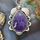 Sterling Silver Southwestern Style Teardrop Charoite Decorated Pendant For Women
