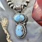 Native American Sterling Silver Double Oval Golden Hill Turquoise Pendant For Women