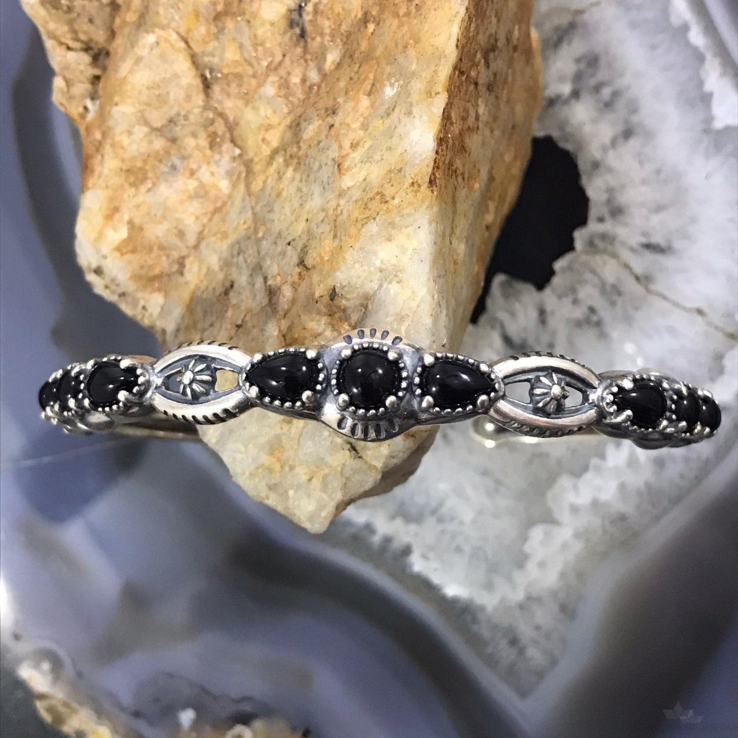 Carolyn Pollack Sterling Silver 9 Black Onyx Single Row Bracelet For Women