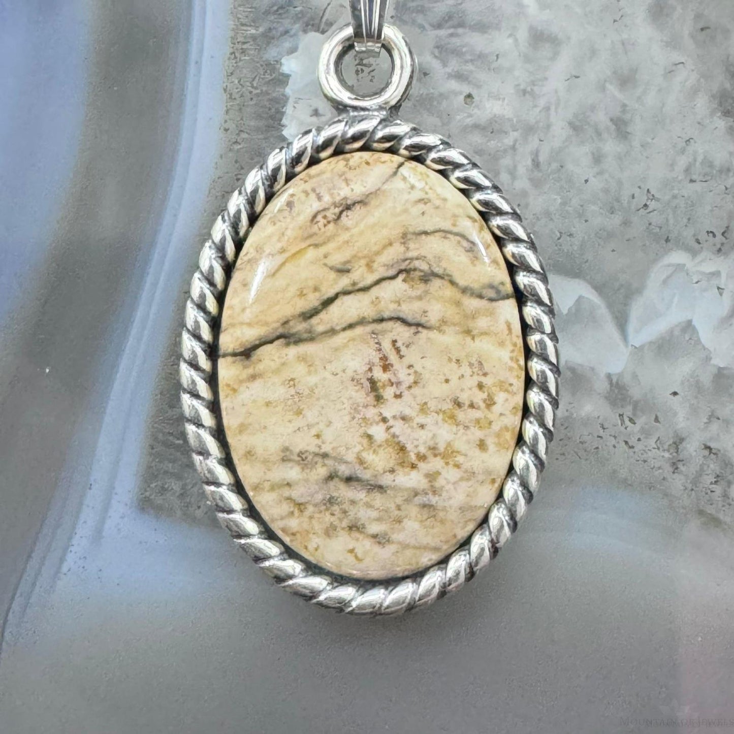 Carolyn Pollack Sterling Silver Oval Picture Jasper Decorated Pendant With Necklace