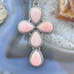 Native American Sterling Silver 5 Teardrop Pink Conch Cross Pendant For Women