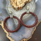 Carolyn Pollack Sterling Silver Maroon Braided Leather Hoop Earrings For Women