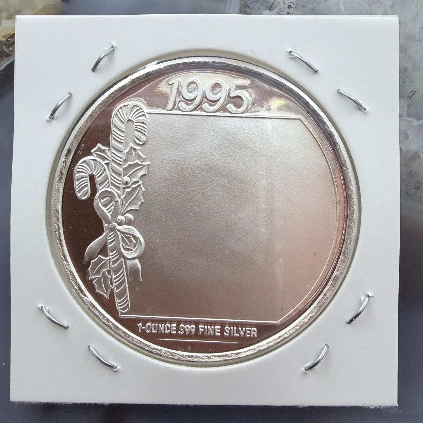 Vintage US 1995 One Troy Ounce .999 Fine Silver Holiday Theme #102525-3HXPE