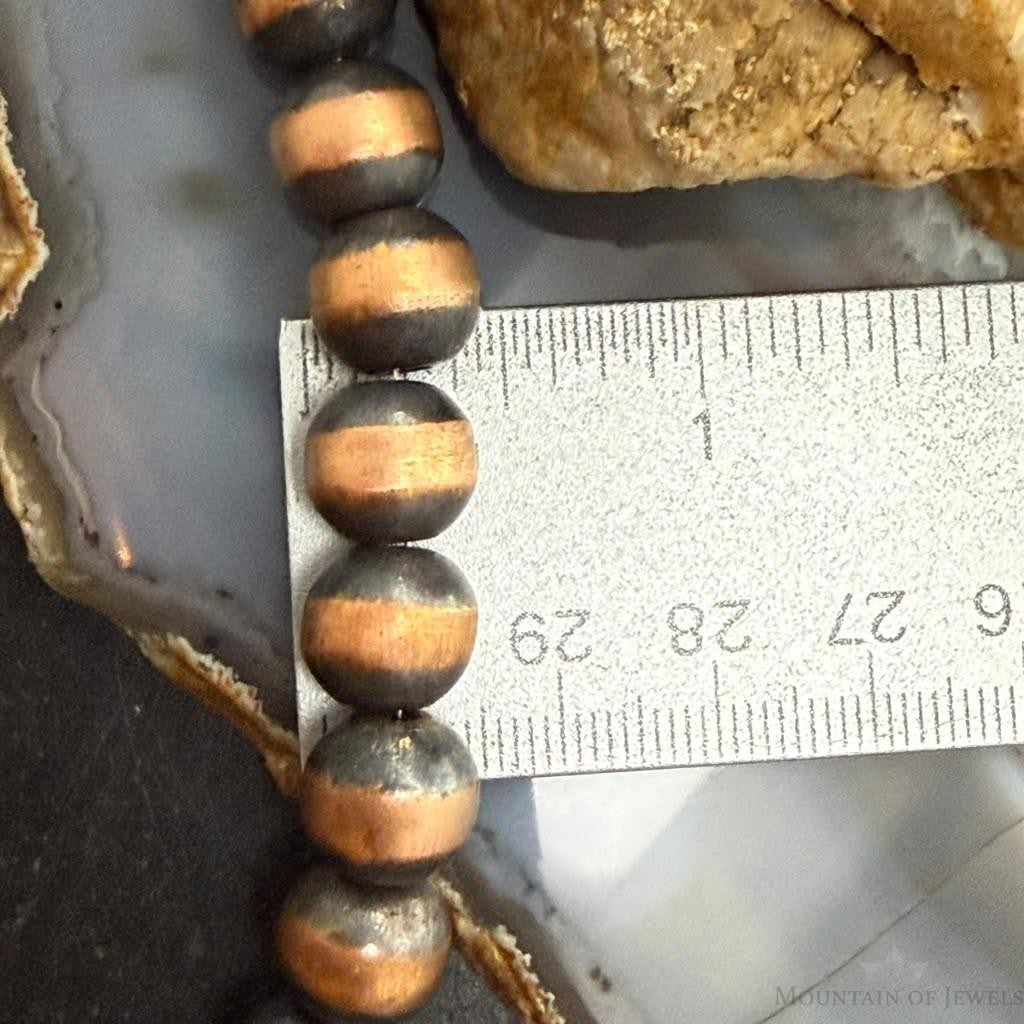 Copper 10.5 mm Navajo Pearl Beads Length 16" Necklace For Women