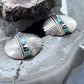 Vintage Native American Silver Multi Stone Inlay Rounded Stud Earrings For Women