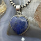 Sterling Silver Southwestern Style Lapis Heart Shape Pendant For Women