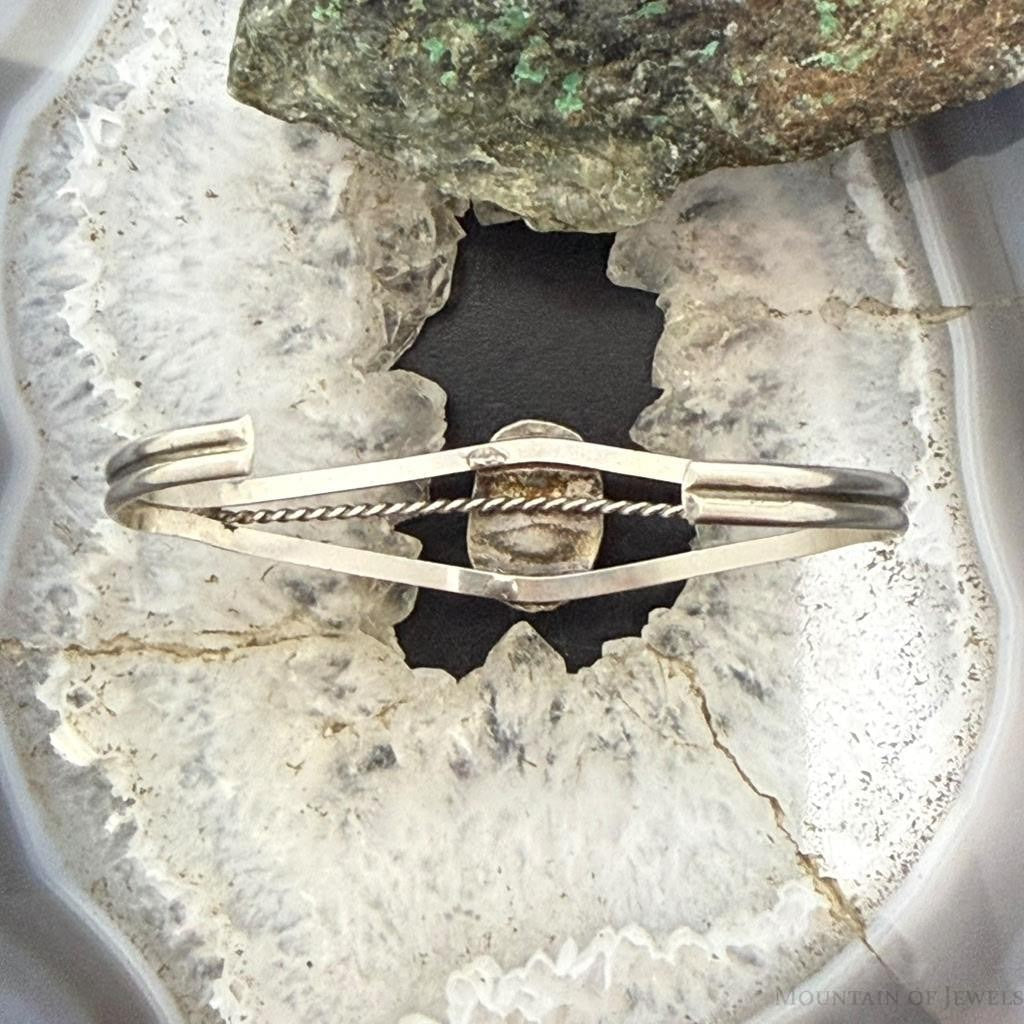 Vintage Native American Silver Natural Turquoise Split Shank Bracelet For Women