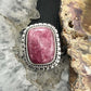 Sterling Silver Southwestern Style Rectangle Thulite Ring Size 7 For Women
