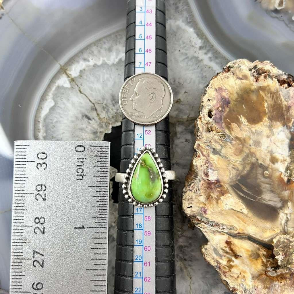 Sterling Silver Southwestern Style Teardrop Sonora Gold Turquoise Adjustable Ring For Women #3