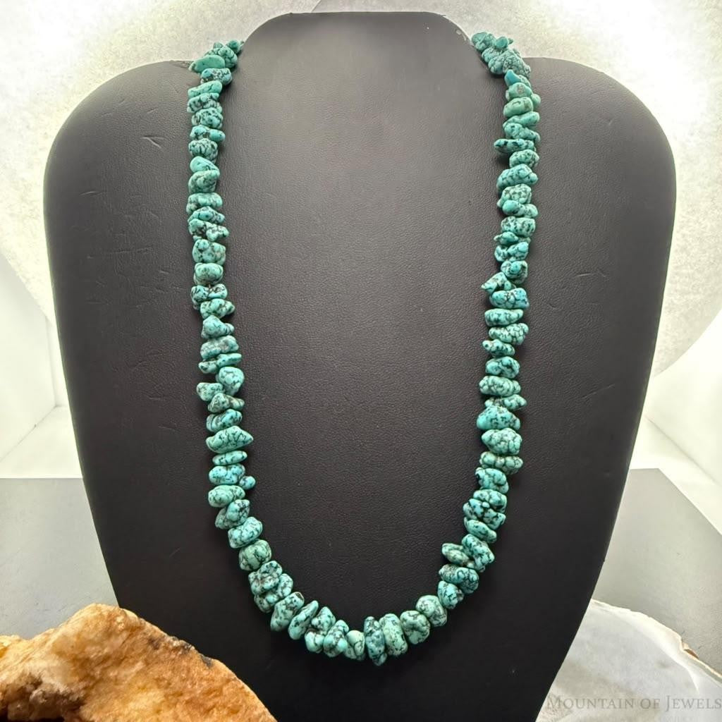 Vintage Native American Natural Nugget Turquoise Beads 18" Necklace For Women