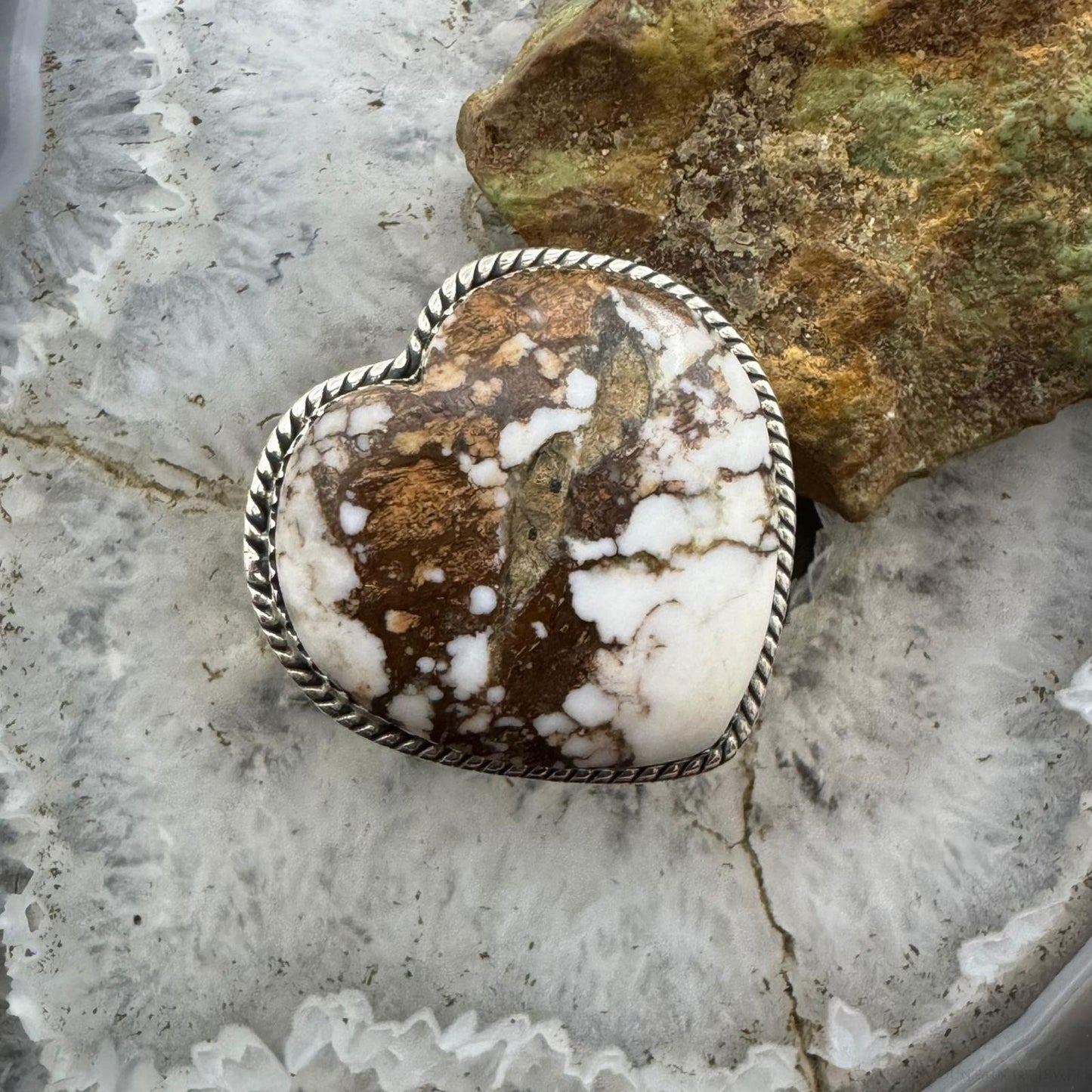 Sterling Silver Southwestern Style Wild Horse Heart Shape Ring Size 9 For Women