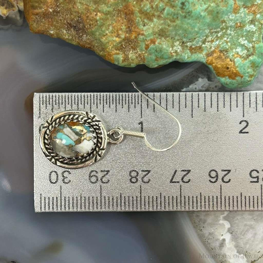 Sterling Silver Southwestern Style Spiny Oyster Turquoise Dangle Earrings For Women