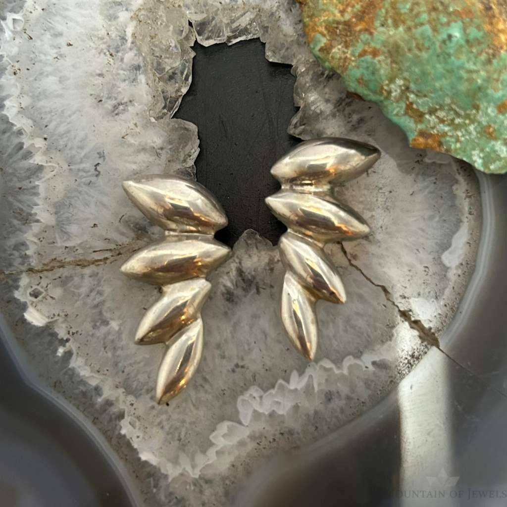 Vintage Sterling Silver Leaf style Fashion Post Earrings For Women