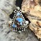 Sterling Silver Southwestern Style Triangle Golden Hill Turquoise Adjustable Ring For Women