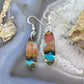 Sterling Silver Elongated Oval Chrysocolla Slab Dangle Earrings For Women #227