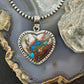 Sterling Silver Southwestern Style Turquoise Spiny Oyster Heart Pendant For Women #1