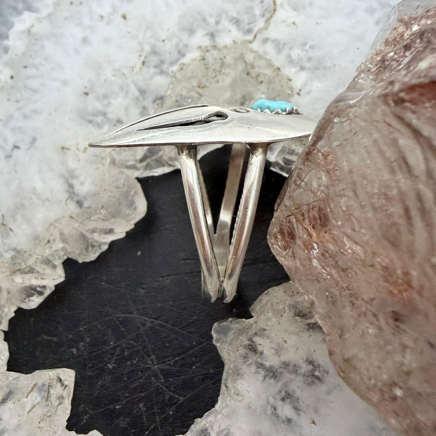 Brenda Boyd Native American Sterling Silver Bear Claw w/Turquoise Size 7.5 Ring For Women