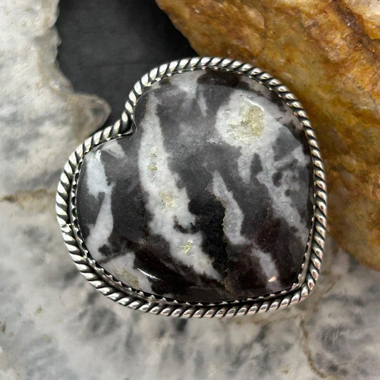 Sterling Silver Southwestern Style White Buffalo Heart Shape Ring Size 7 For Women