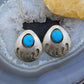 Vintage Native American Sterling Turquoise Shadow Box Bear Claw Stud Earrings