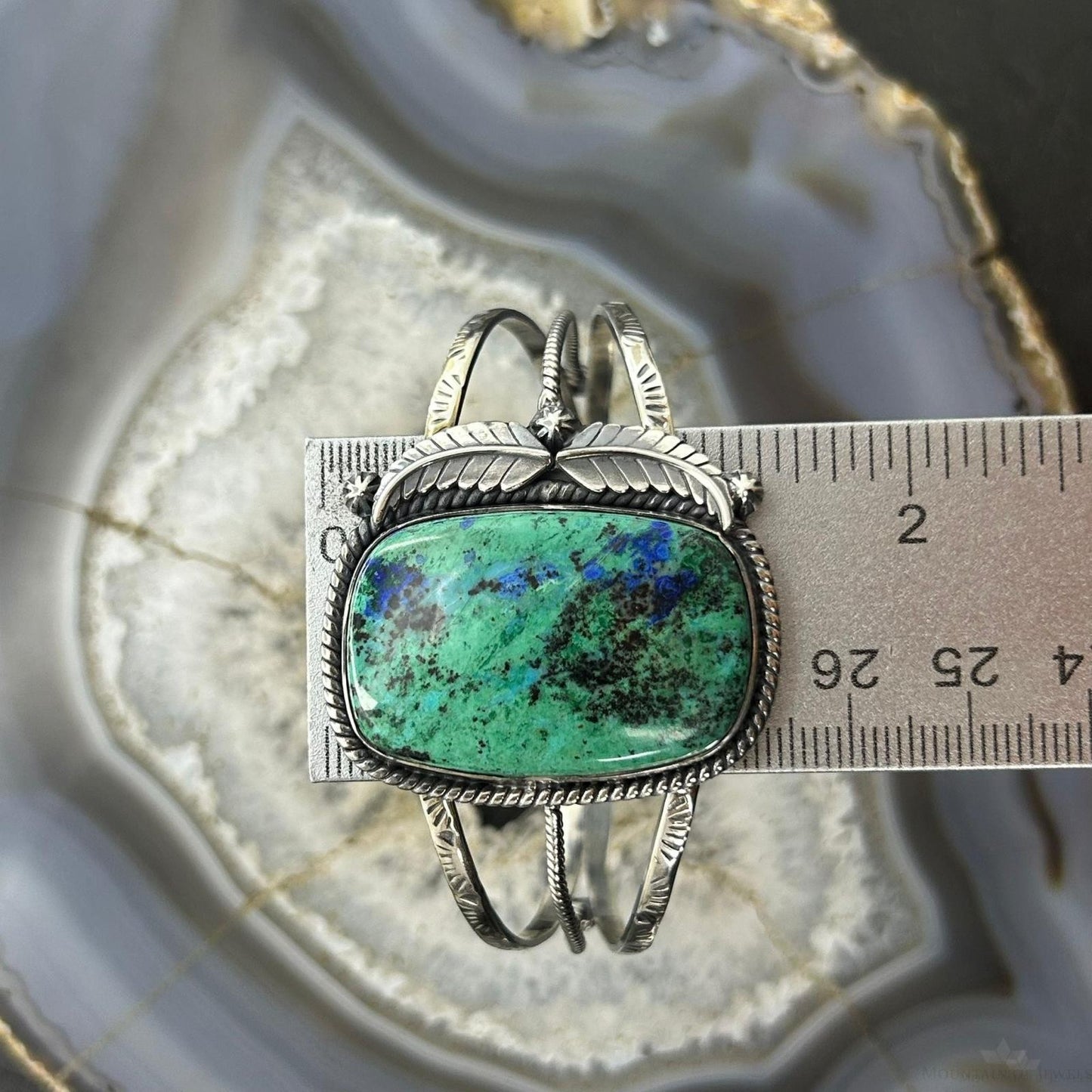 Sterling Silver Southwestern Style Large Square Variscite Bracelet For Women