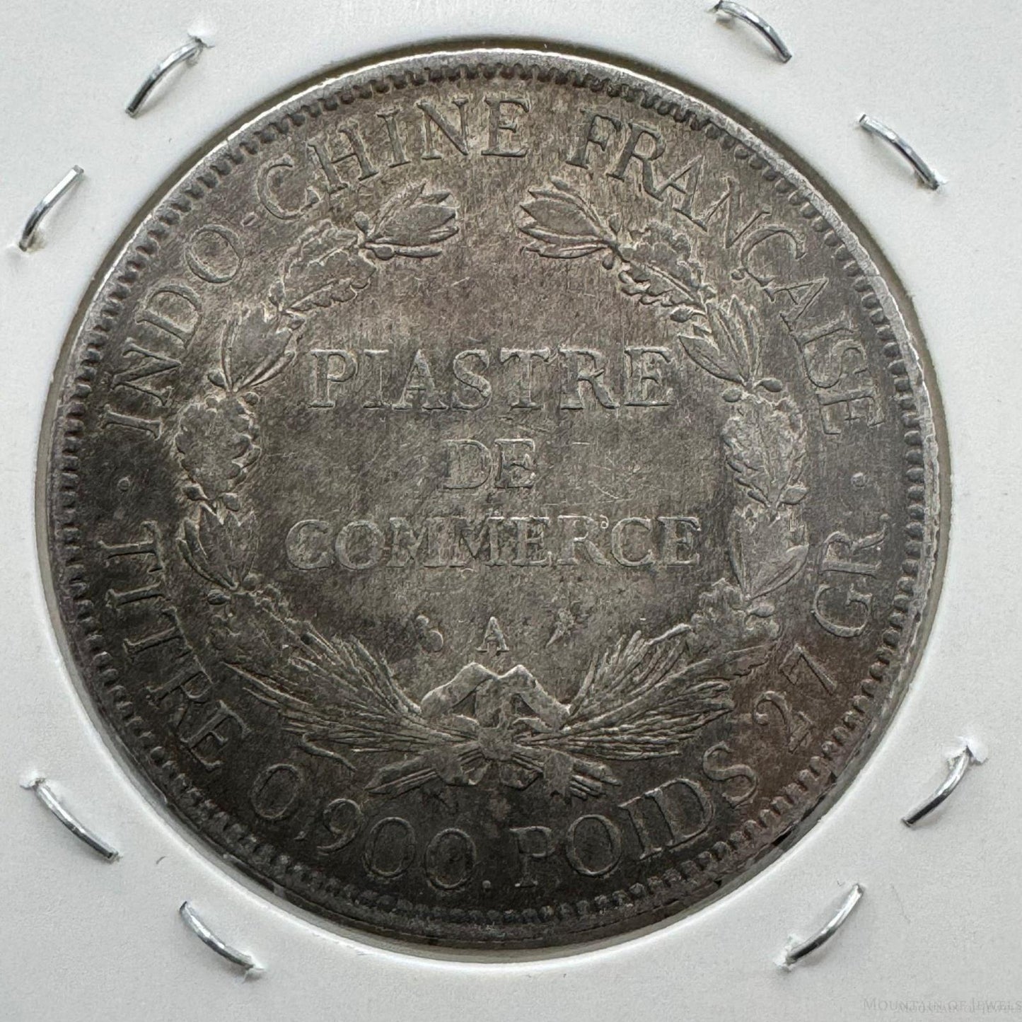 1928 France Indo-Chine Piaster De Commerce 27 gr 90% Silver Coin VG-F #52624-11S