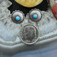 Native American Sterling Silver Repousse Concho with Turquoise Dot Stud Earrings