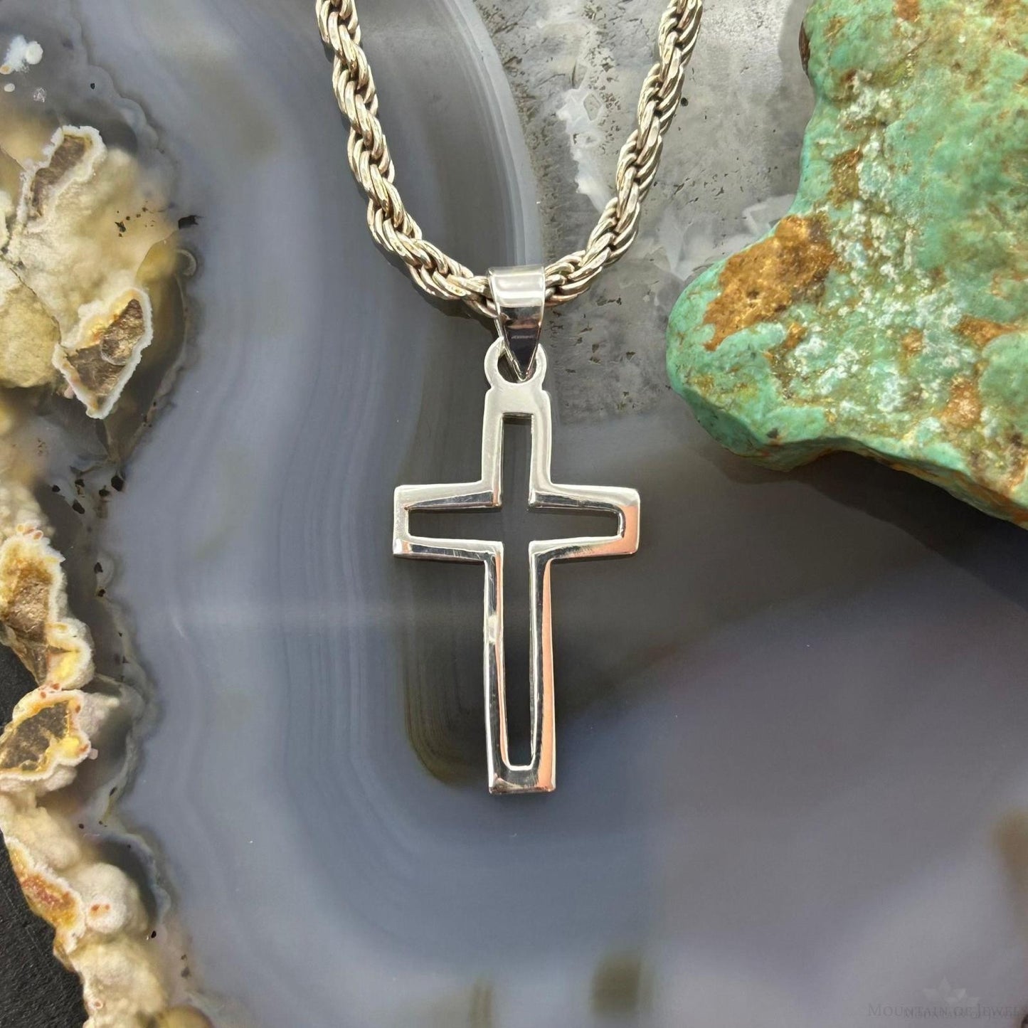 Sterling Silver Fashion Unisex Cut Out Cross Pendant