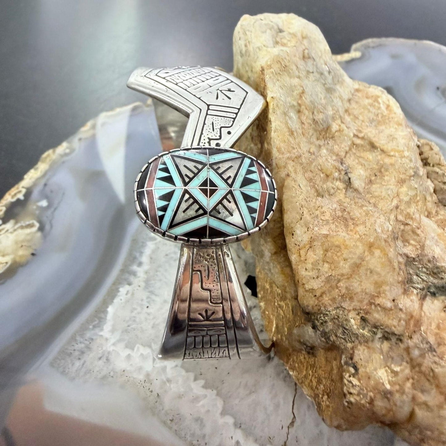 Roderick & Marilyn Tenorio and Carolyn Pollack Inlay Sterling Silver Bracelet For Women