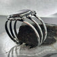 Sterling Silver Southwestern Style Large Oval Charoite Decorated Bracelet For Women