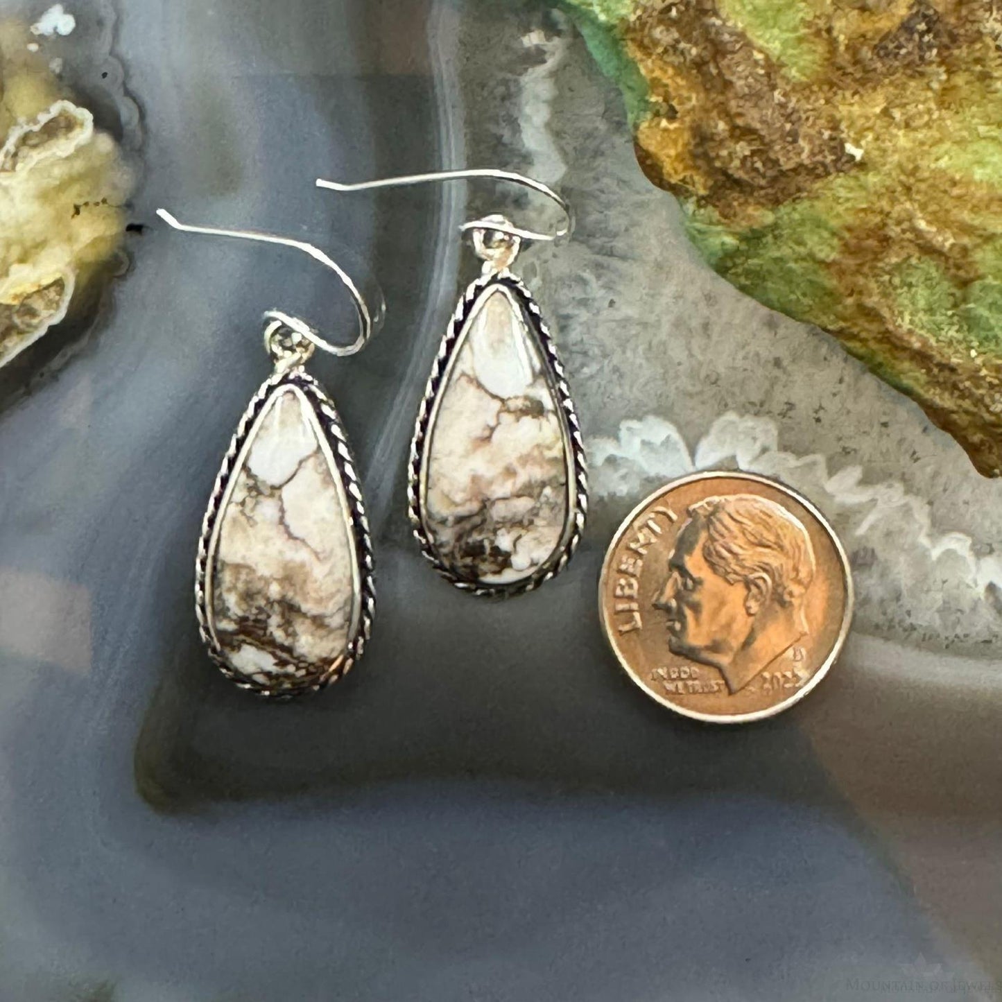 Native American Sterling Silver Teardrop Wild Horse Dangle Earrings For Women