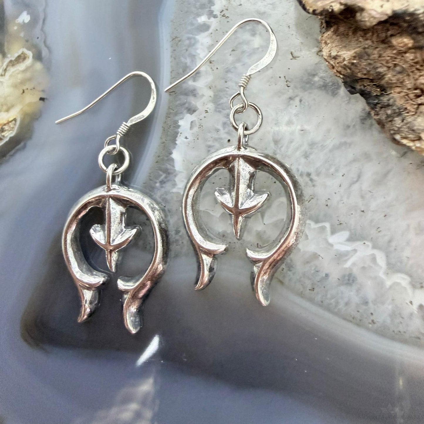 Sterling Silver Southwestern Style Naja Dangle Earrings For Women