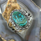 Sterling Silver Southwestern Style Large Oval Azurite Malachite Bracelet For Women
