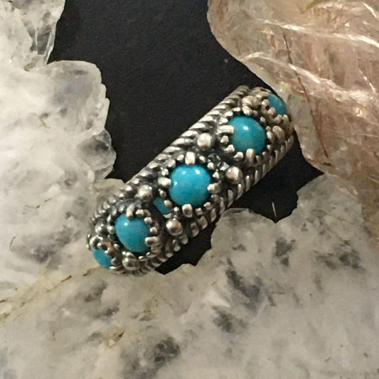 Carolyn Pollack Sterling Silver Turquoise Eternity Band Ring Size 5, 7 For Women